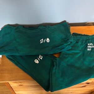 Spiritual Gangster Green Sweat pants and matching sweatshirt
